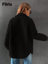 Flirla Manteau Duveteux Poche À Rabat Épaule tombante L’Art des Vêtements