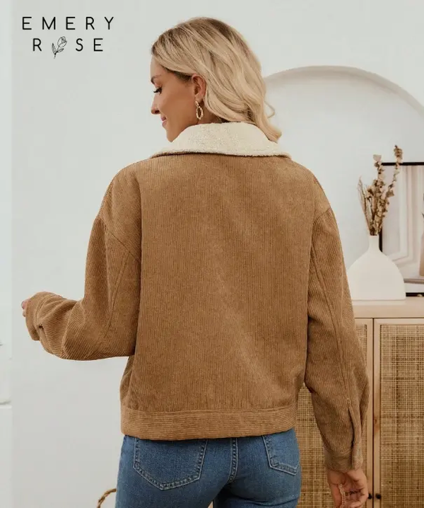 EMERY ROSE Veste décontractée en velours côtelé pour femmes L’Art des Vêtements