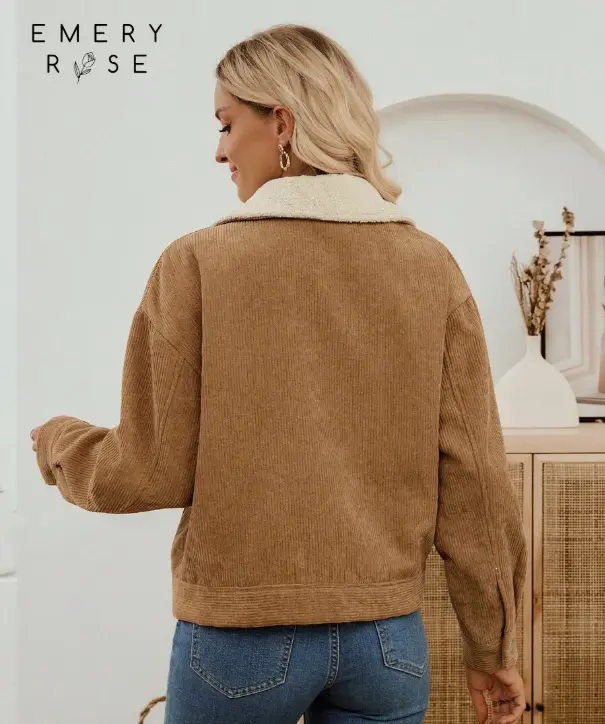 EMERY ROSE Veste décontractée en velours côtelé pour femmes L’Art des Vêtements