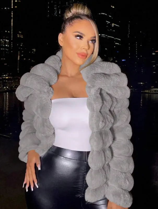 este décontractée à manches longues, col cranté, en couleur unie et moelleuse pour femme L’Art des Vêtements