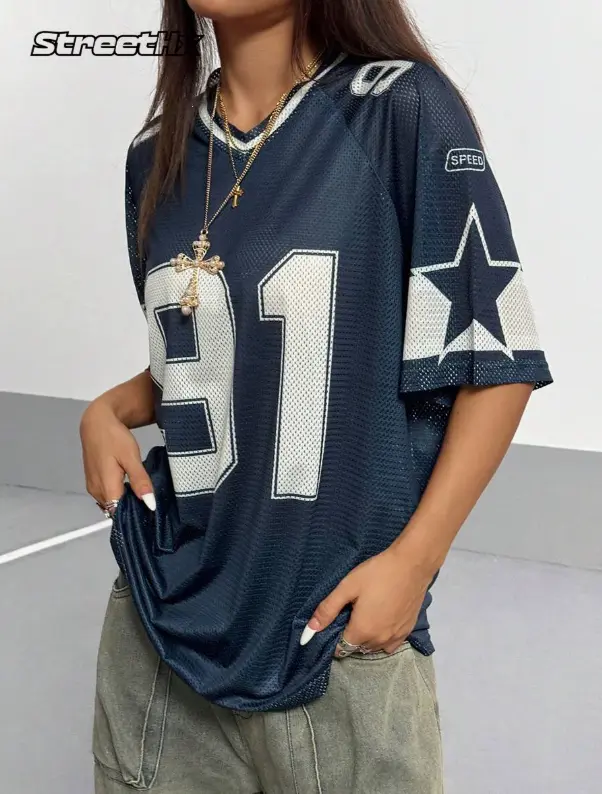 StreetHx T-shirt de sport à manches courtes, coupe ample pour femme L’Art des Vêtements