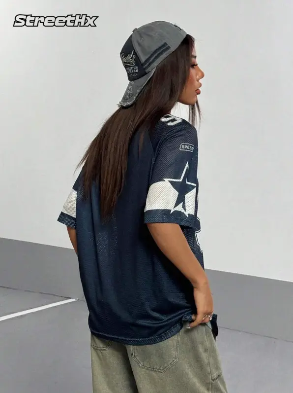 StreetHx T-shirt de sport à manches courtes, coupe ample pour femme L’Art des Vêtements